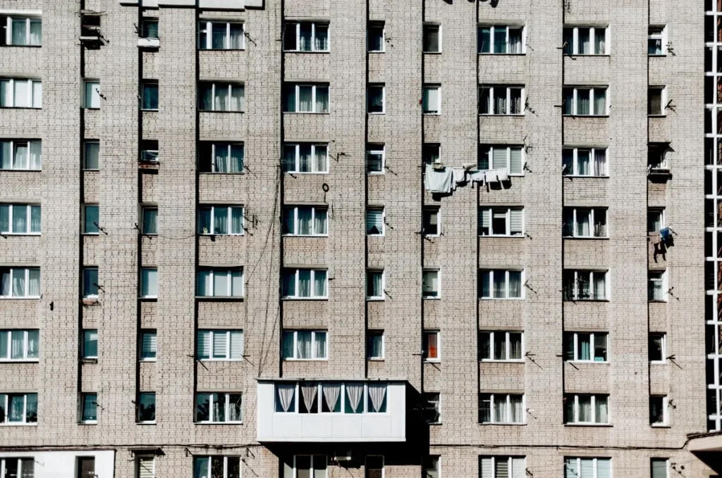 Brick block of flats from outside