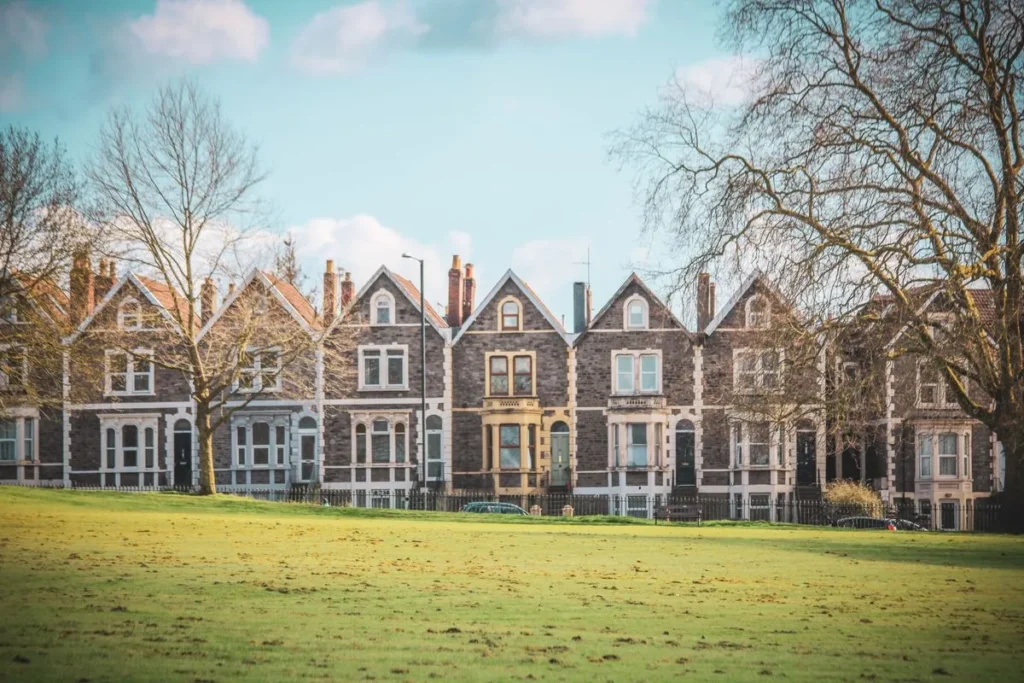Terraced houses in a UK street