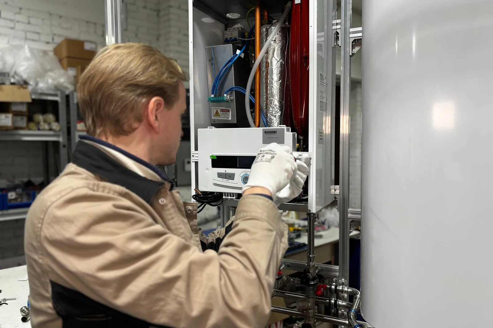 Work on a home heating and hot water system
