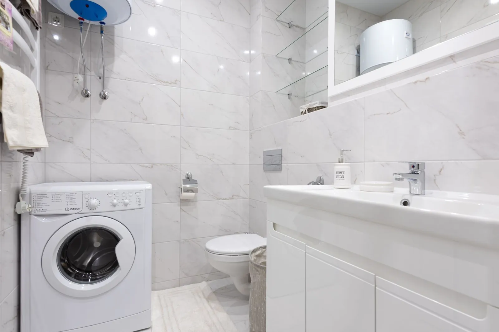 A bathroom in a rented flat: showers and taps left unused are where legionella risk builds up